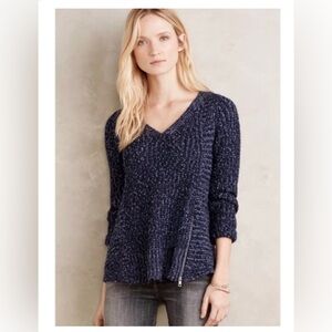 Moth Anthropologie Blue Wool Alpaca Pullover Cotton Sweater